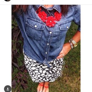 Loft Blue and white pencil skirt